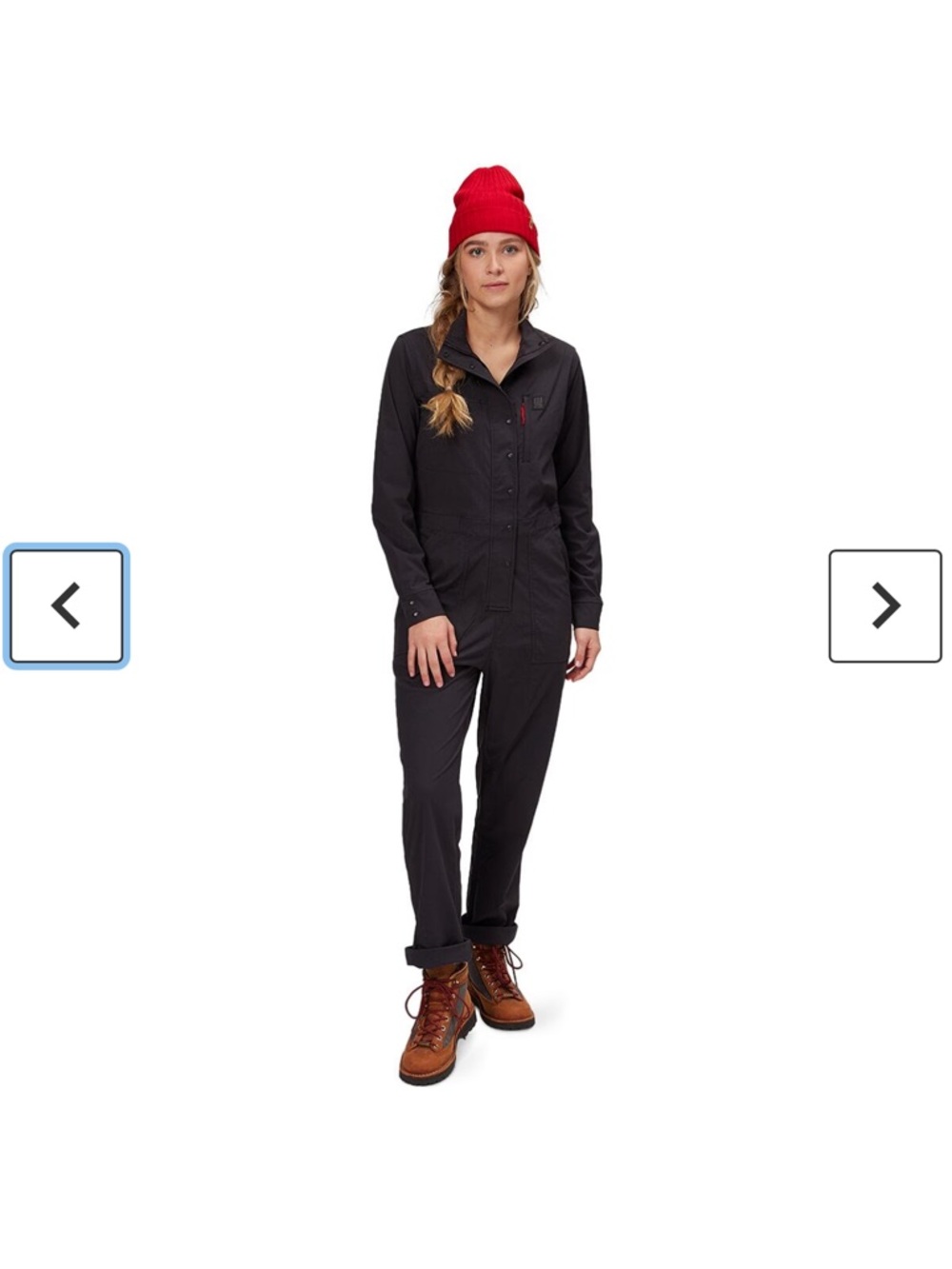 Topo Designs Black Women's Utility Jumpsuit with Red Accent